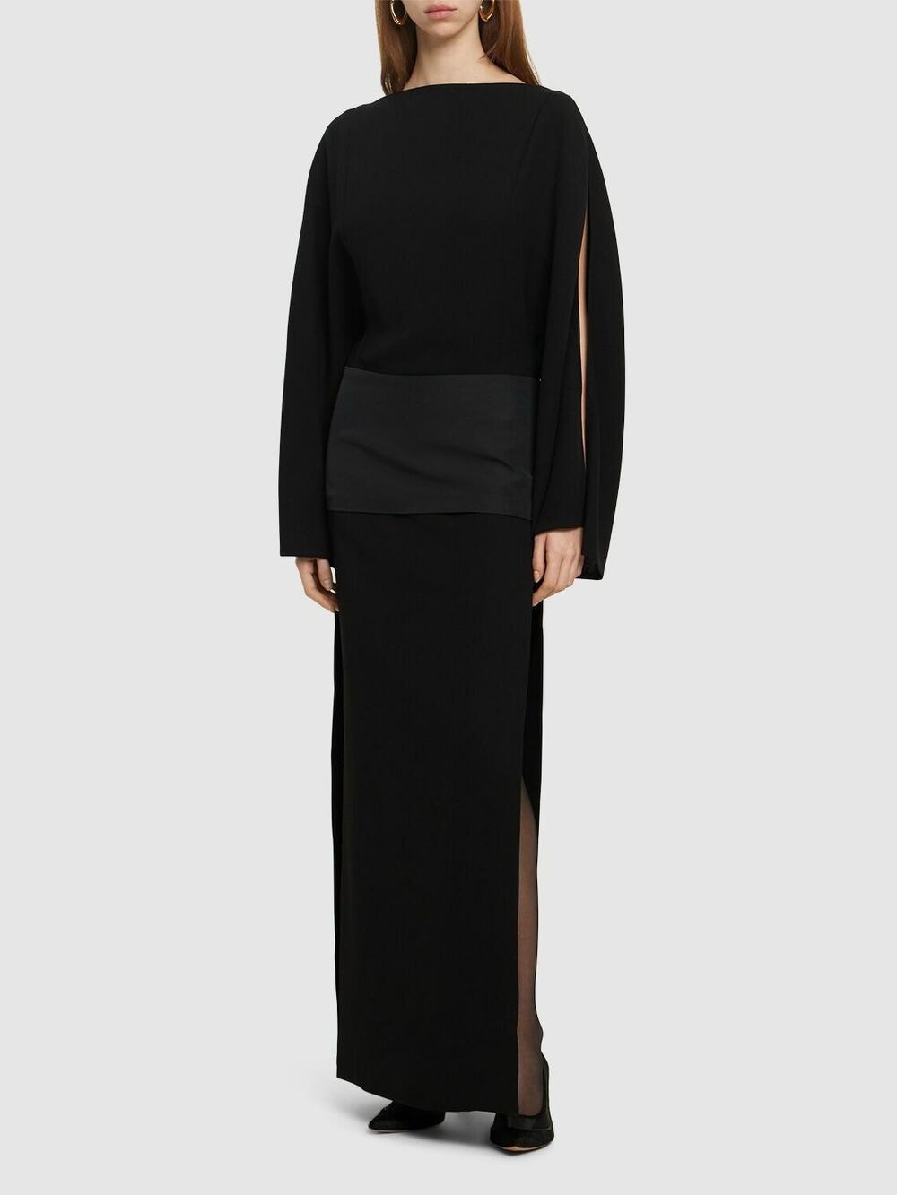 KHAITE Women's Nanette Viscose Midi Dress Long Sleeves Black Size 2 NWT